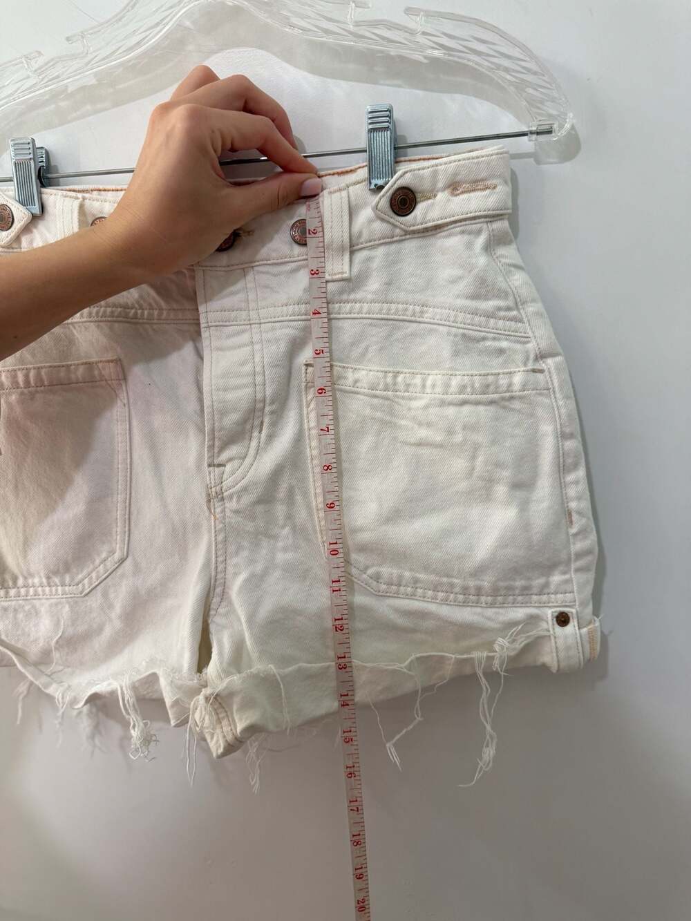 We The Free Free People Moxie High-Rise Distressed Utility Denim Shorts - Picture 6 of 6